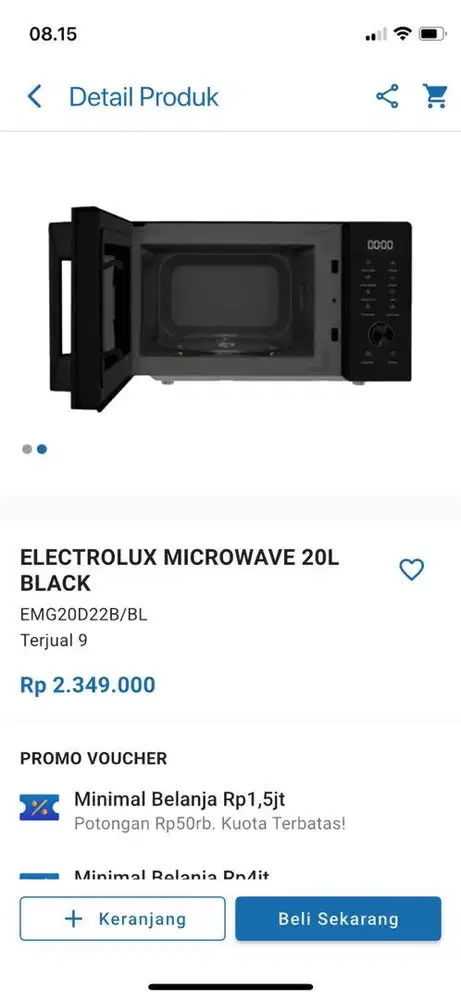 ELECTROLUX MICROWAVE 20L BLACK