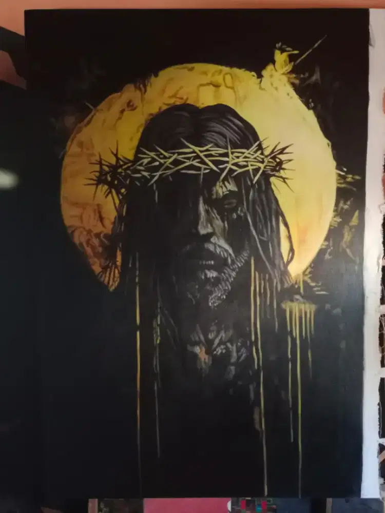 Dijual lukisan kanvas yesus 90x130 cm