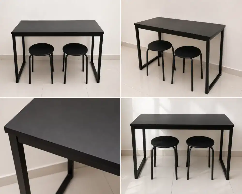 Satu set meja Ikea & 2 kursi bulat Ikea