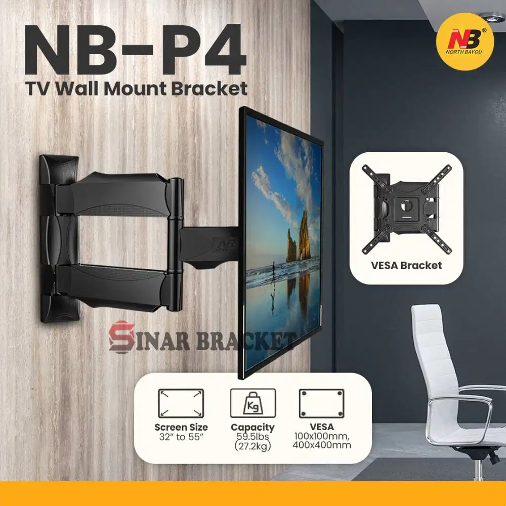 Bracket tv 32 - 55 Inch, Swivel Brecket tv NORTH BAYOU NB P4