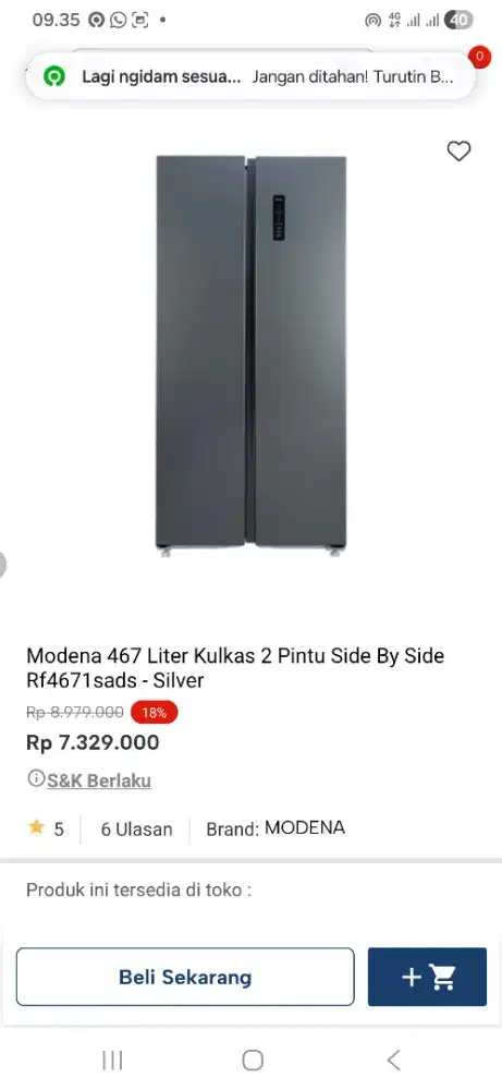 Modena 467 liter kulkas 2 pintu Rf4671sa