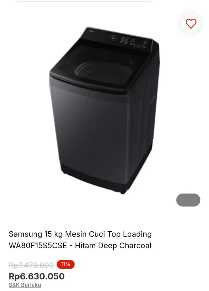 Samsung 15 kg Mesin Cuci Top Loading