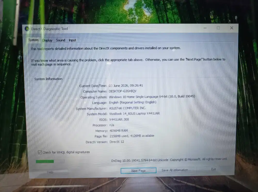 Asus vivobook X441UAR core i3 Ram 4 hdd 1 Tb.
