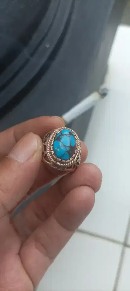 batu cincin perak pirus mesir kantoran
