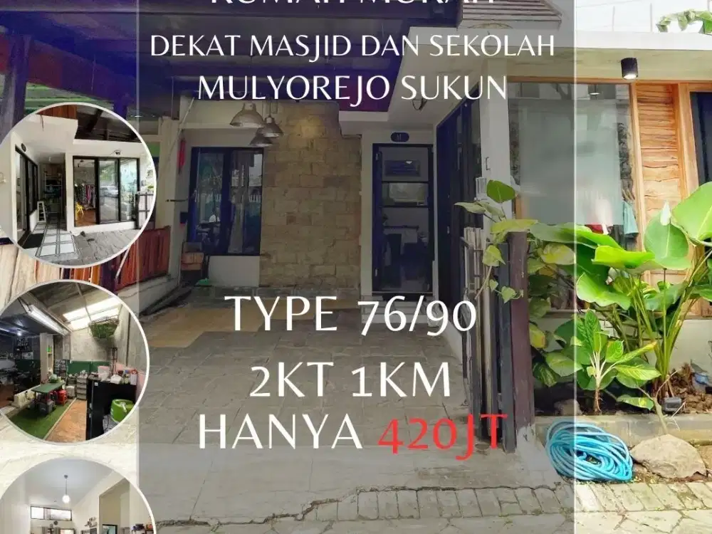 Rumah toko dijual dekat masjid bandungrejosari sukun hanya 420jt