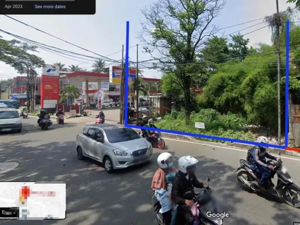 Lahan di tepi jalan raya utama cocok untuk Usaha di Jalur alternatif Cibubur Cileungsi.