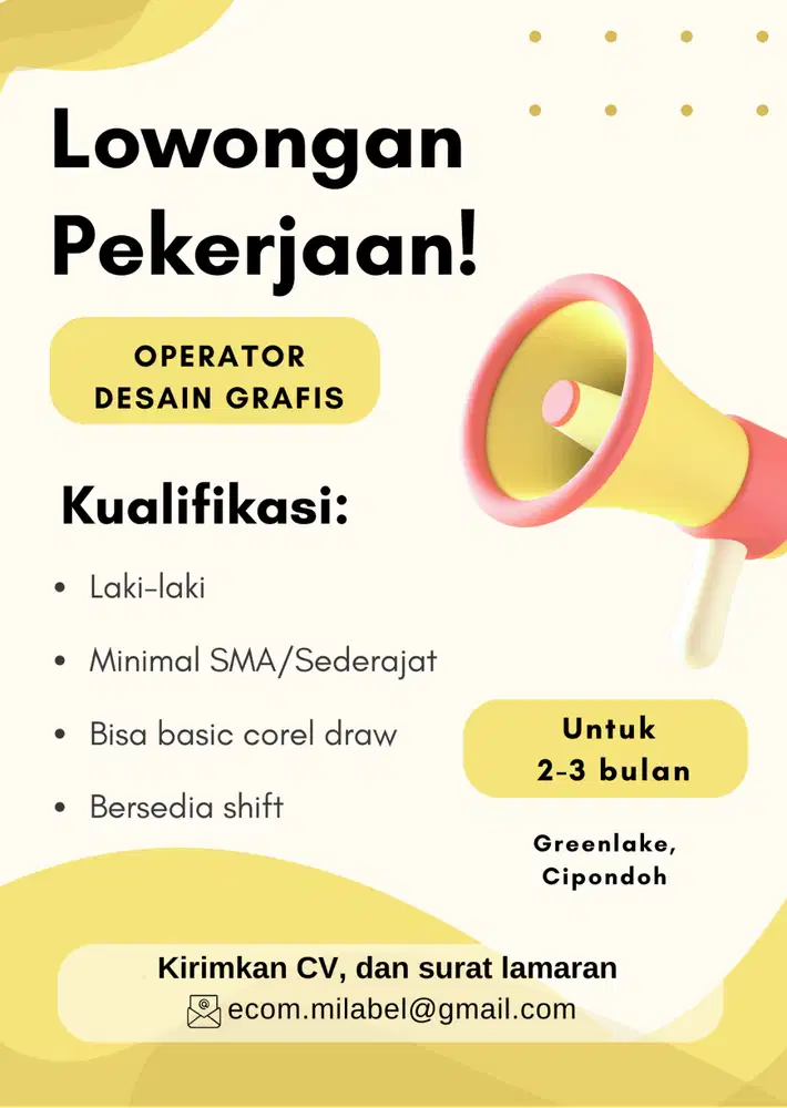 DI BUTUHKAN SEGERA OPERATOR DESAIN MESIN PRINTING UNTUK 2-3 BULAN