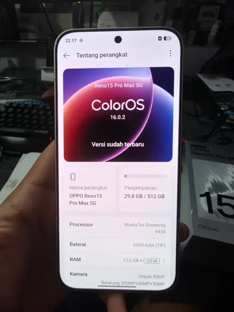 [JUAL][BEKAS] OPPO RENO15 Pro Max 12GB/512GB Emas