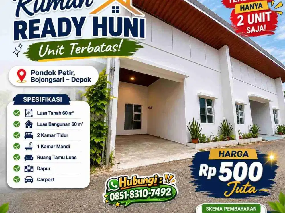 Rumah 1 Lantai Modern Minimalis dekat Pamulang tangerang selatan