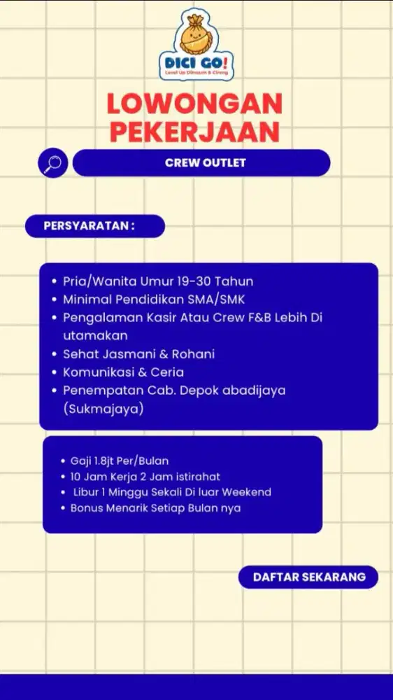 LOWONGAN PEKERJAAN CREW OUTLET