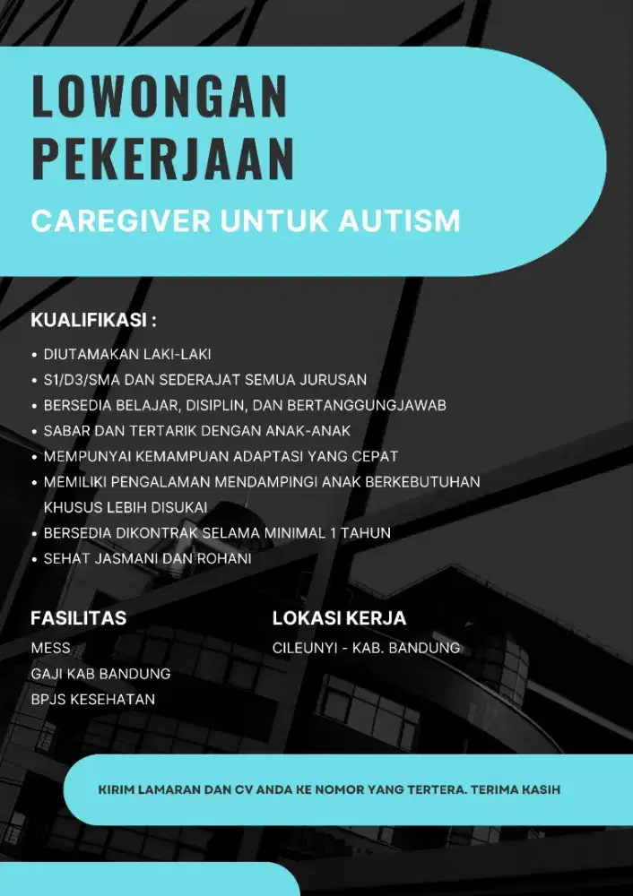 DIBUTUHKAN SEGERA CAREGIVER REMAJA AUTISM