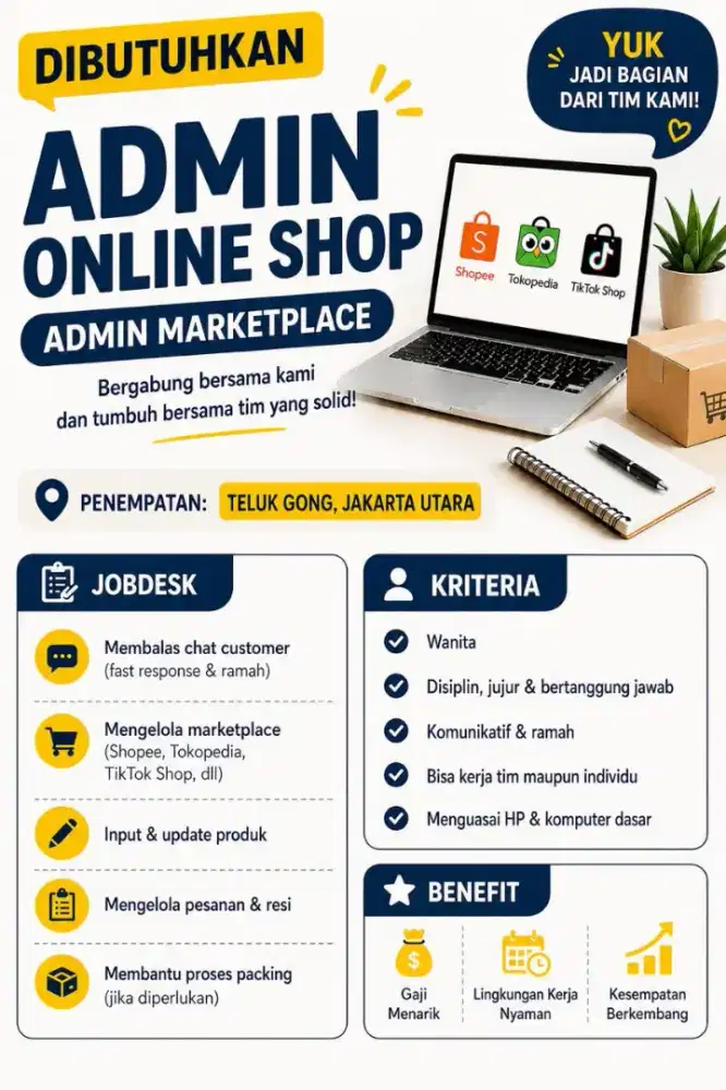Lowongan kerja admin online shop Jakarta utara