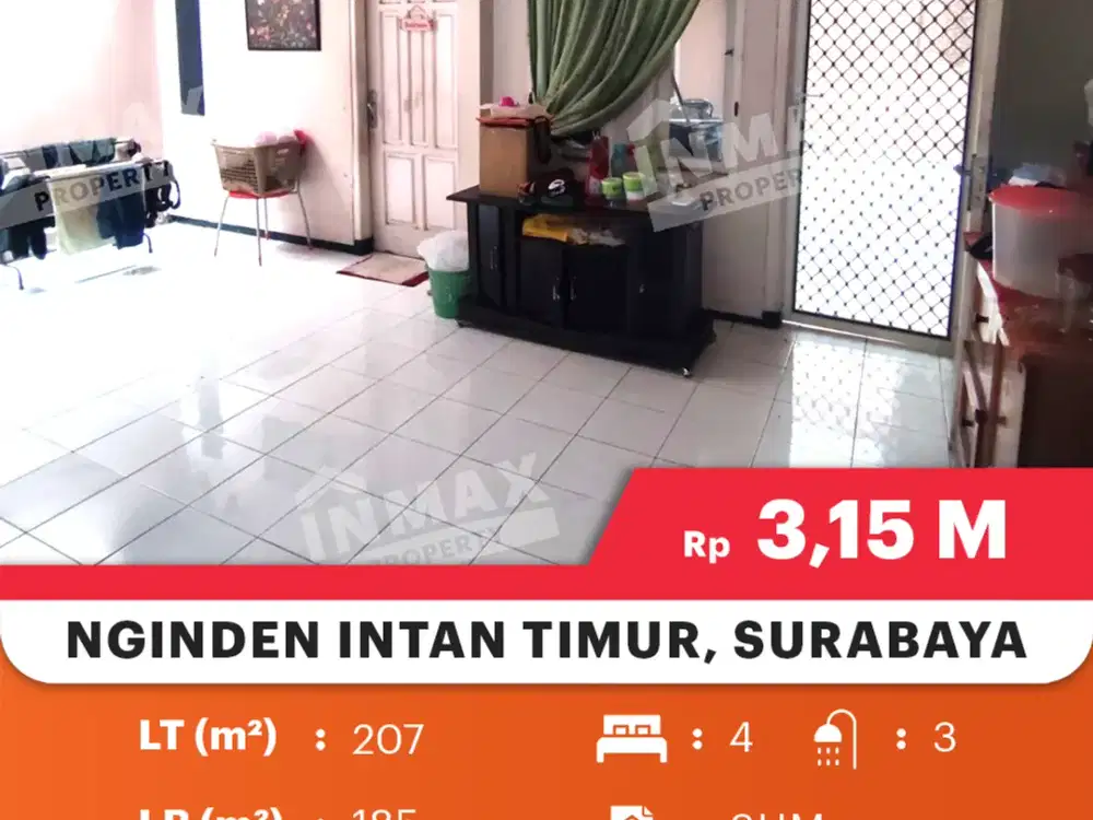 Rumah Nginden Intan dekat Merr Dekat RS Premier Surabaya, dekat taman