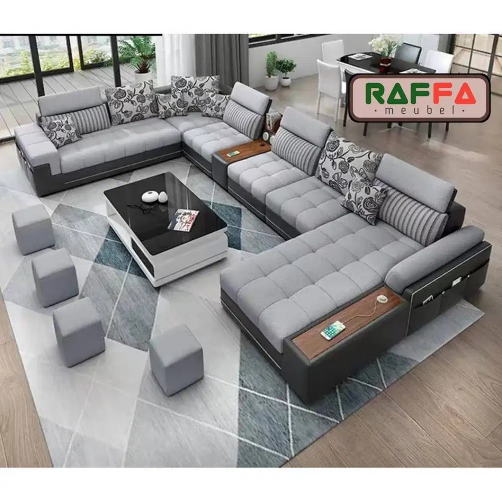 Sofa Set Ruang Tamu Modern - Sofa Ruang Keluarga - Sofa Set Leter U