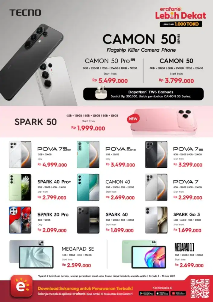 CAMON 50, DENGAN BATERAI 6500 mAh