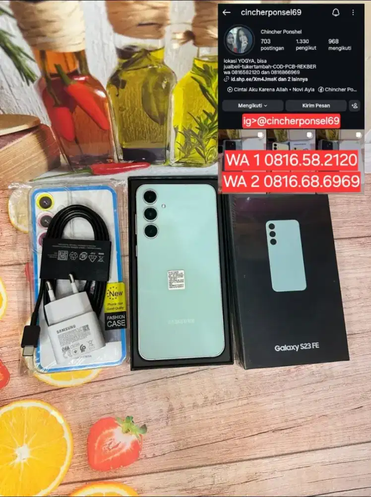 Jual hp likenew tangan pertama samsung S23 fe ram 8gb super istimewa