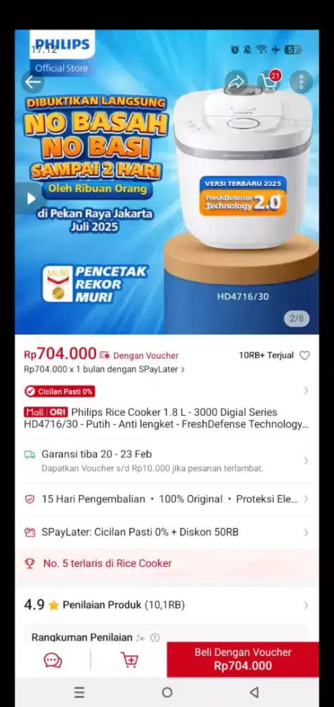 Rice cooker Philips baru