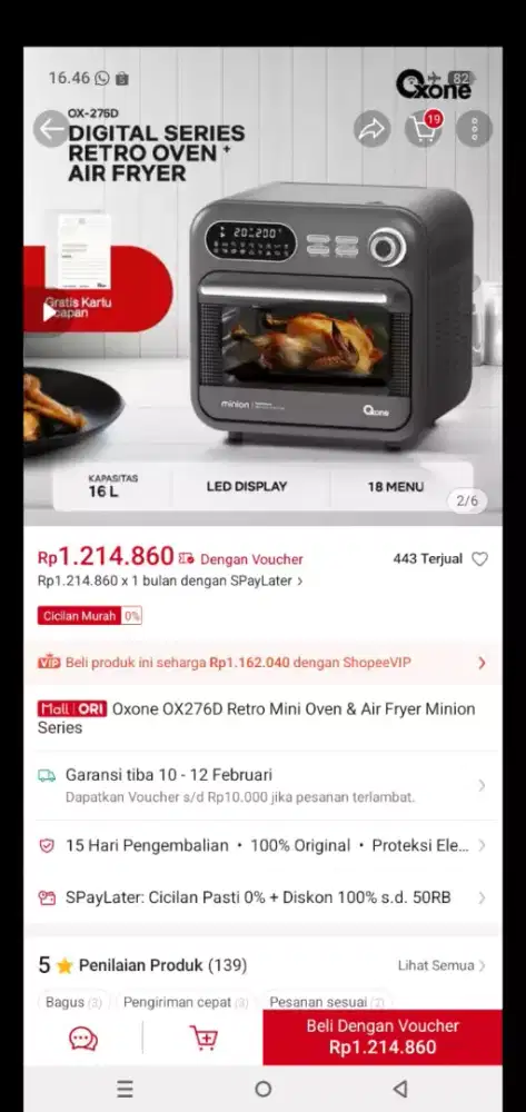 Airfyer merk oxone (murah)