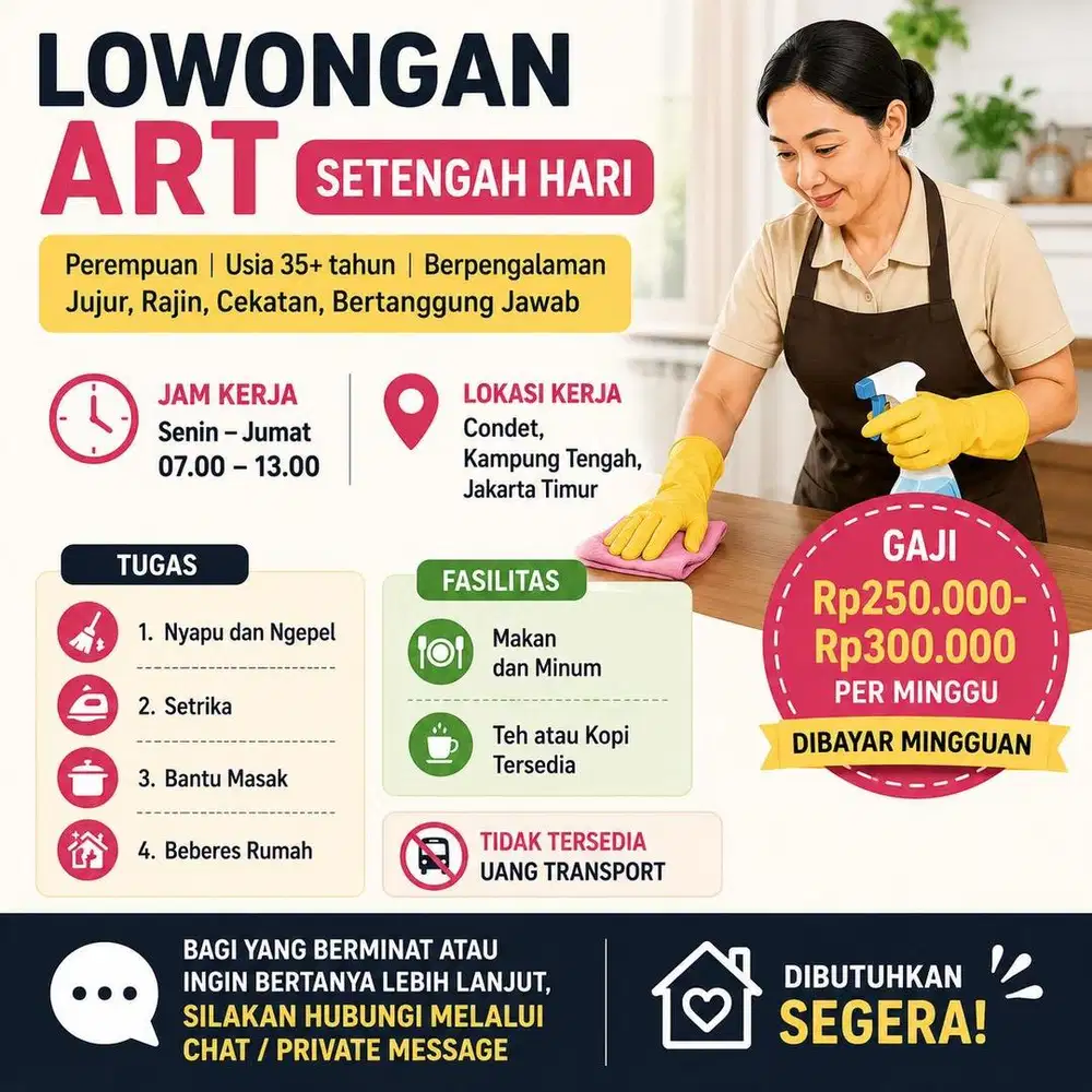 Dibutuhkan art mingguan/bulanan