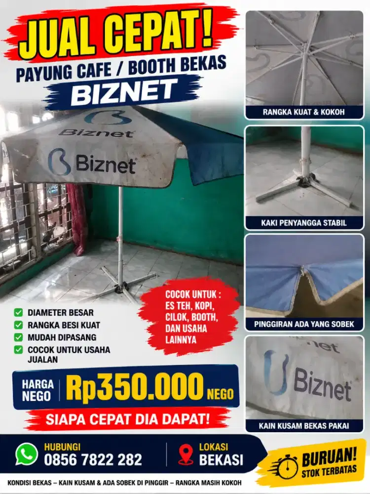 Payung Cafe / Booth Besar Bekas Biznet Cocok Buat Jualan