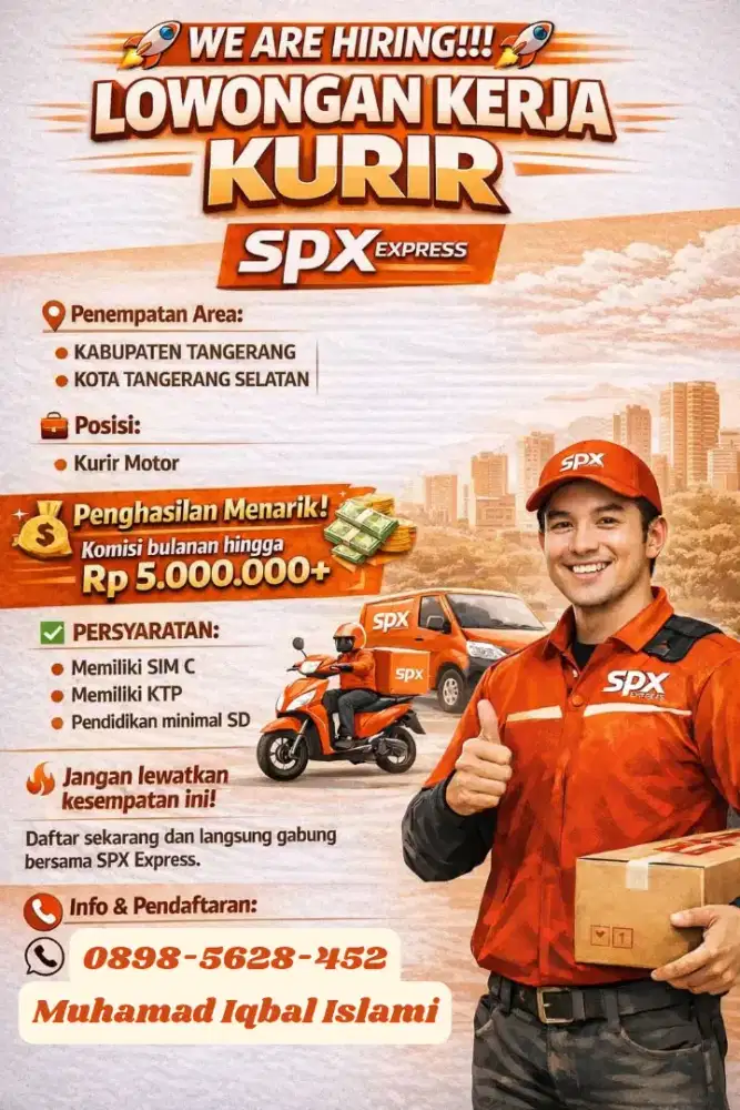DIBUTUHKAN SEGERA RIDER/ KURIR MOTOR SPX