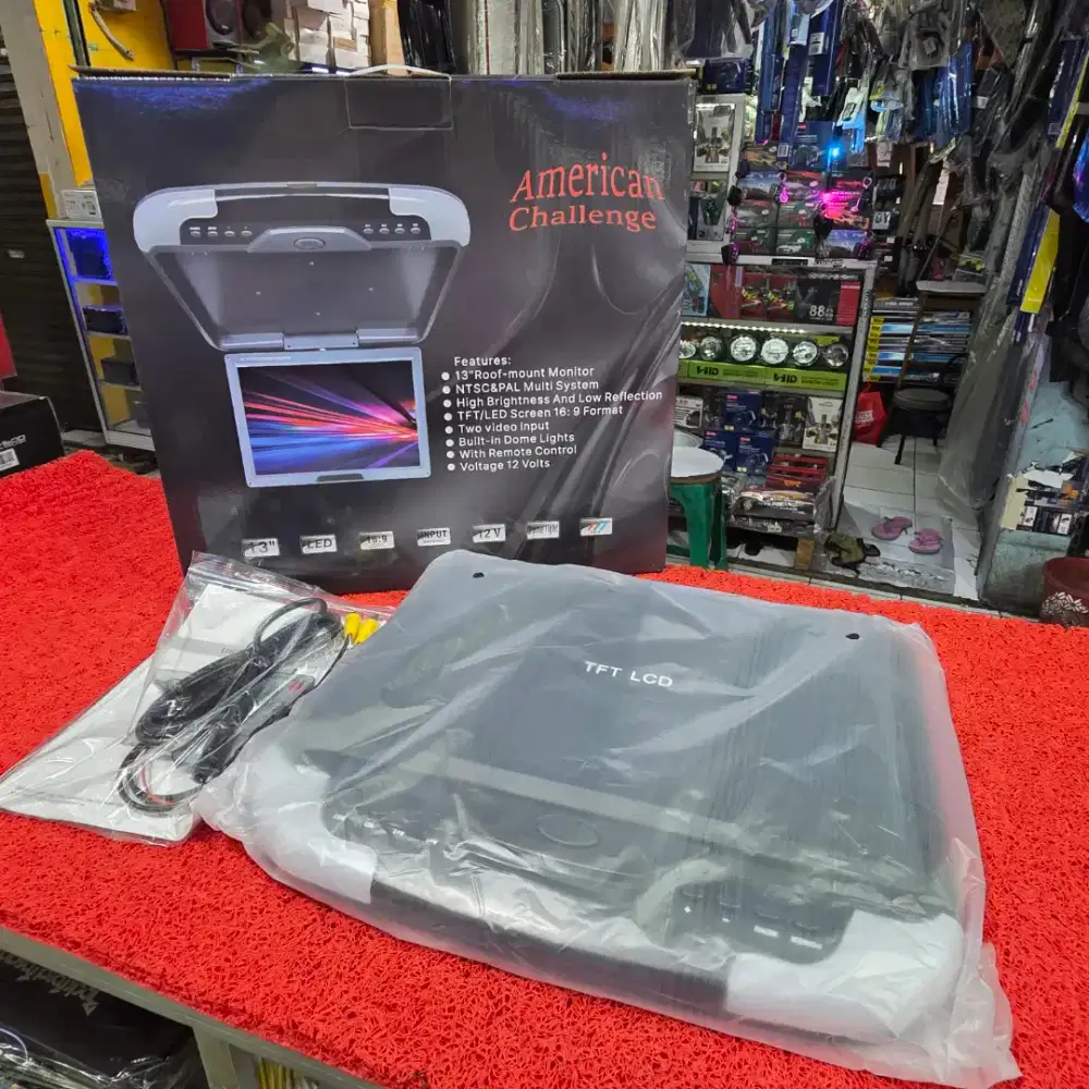 Tv Roof Plafon Monitor American Challenge Layar 13 in hitam cream abu