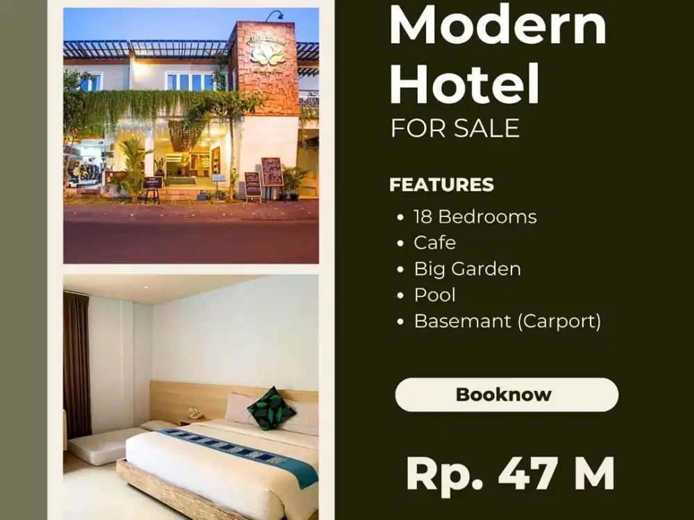 DIJUAL HOTEL BINTANG 3 DI SANUR BALI