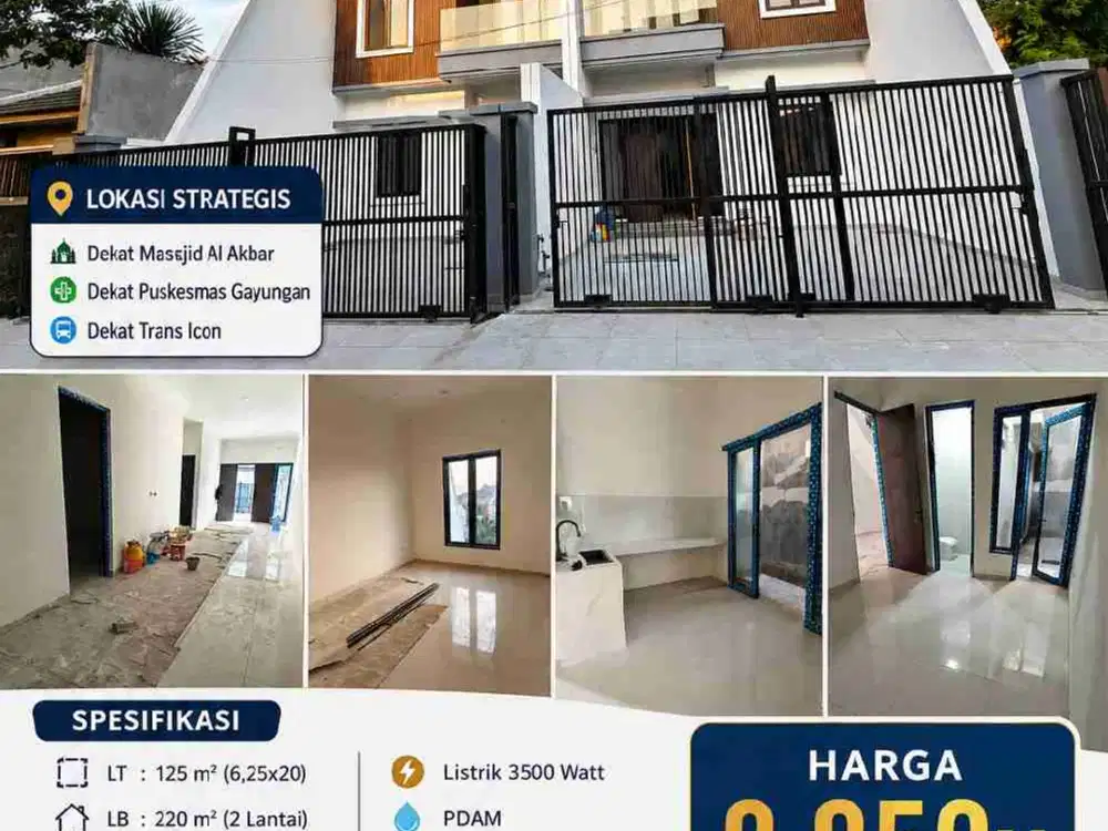2 Unit Rumah Baru 2 Lantai siap Huni di Kompleks Gayungsari Barat, Sby Selatan