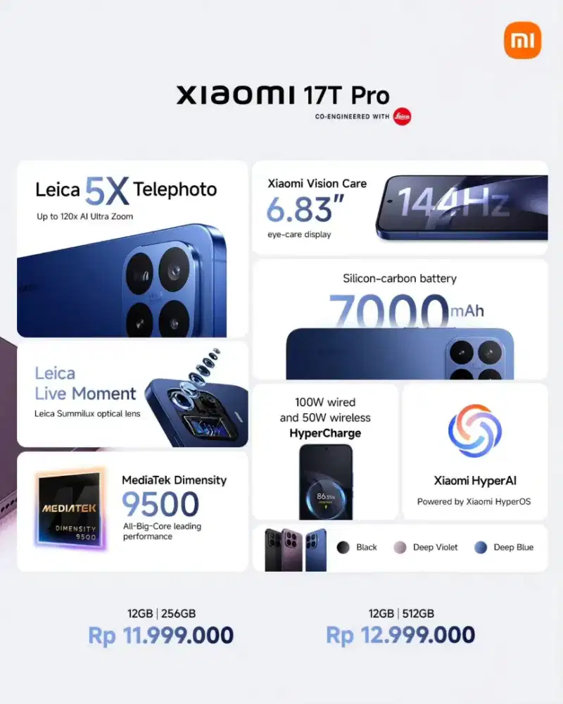 Xiaomi 17T Pro 12/512GB Free Headphone Xiaomi