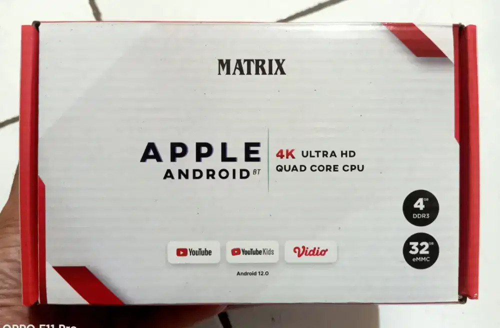 Android TV Box Ram 4GB/32GB Matrix Apple Merah 4K Ultra HD Fullset