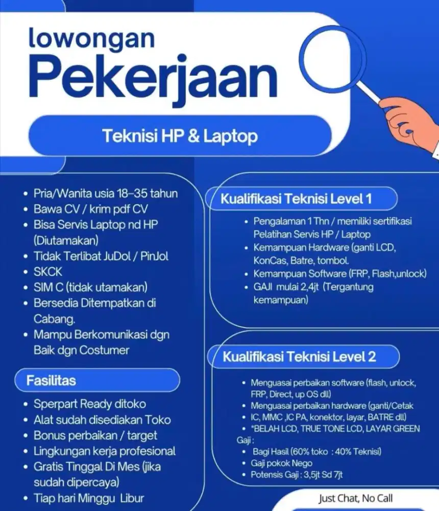 LOWONGAN TEKNISI HANDPHONE (HP)