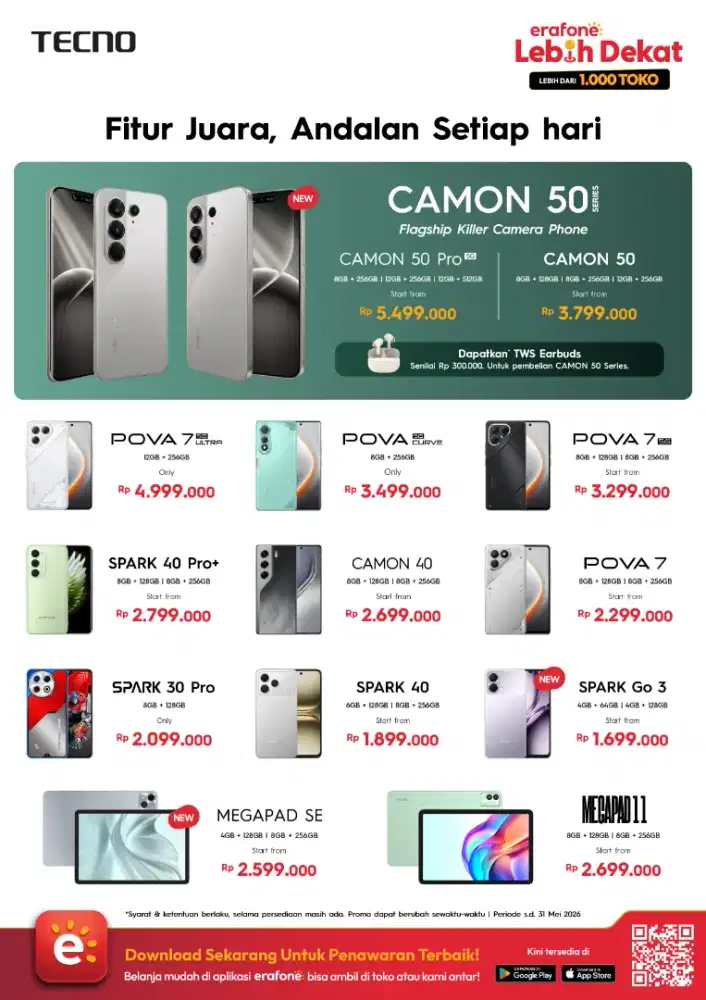 CASH & CREDIT TECNO ALL SERIES