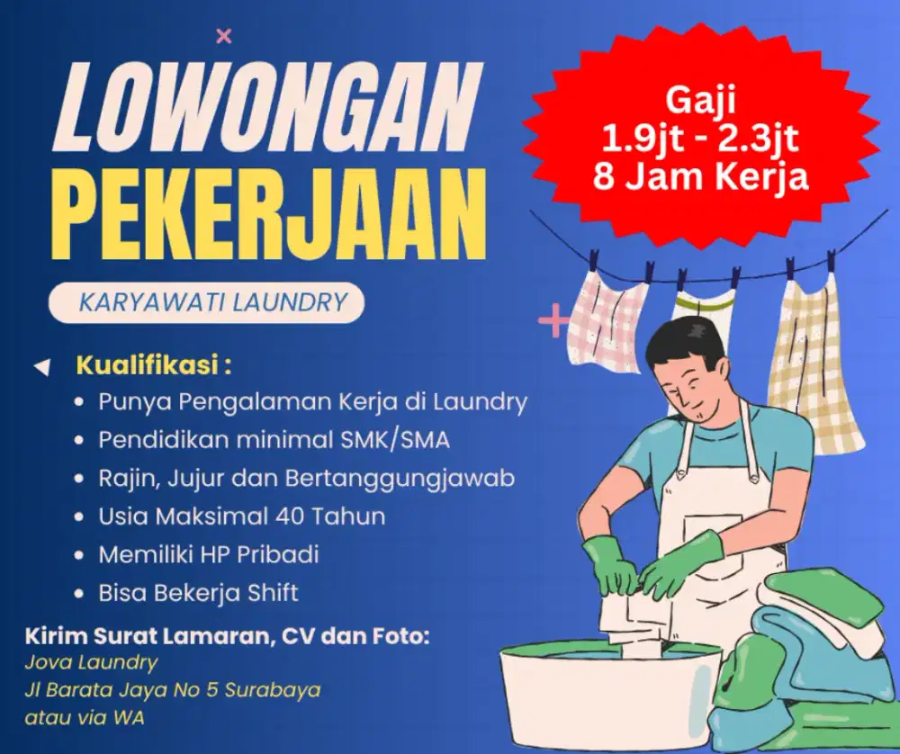 Dibutuhkan KARYAWATI laundry