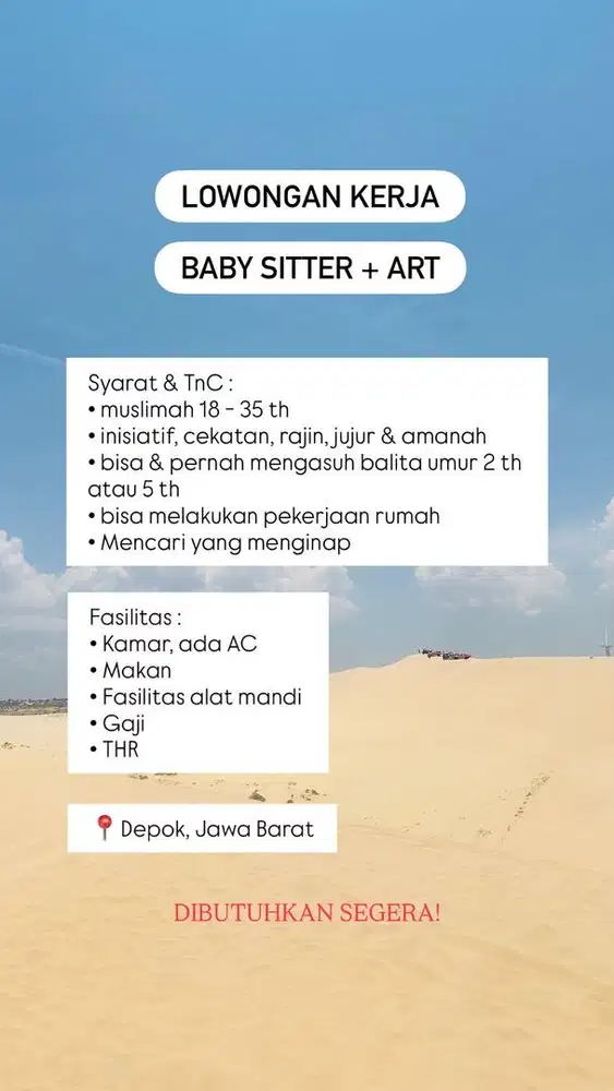 Lowongan kerja baby sitter & ART
