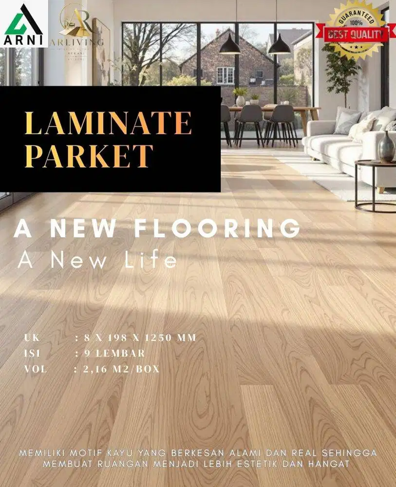 Lantai Parket Kayu Alami MDF HDF 9 Lembar Anti Gores