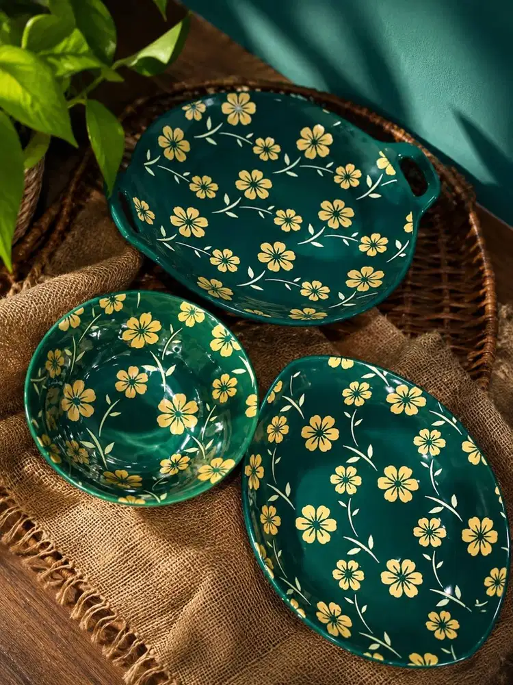 SATUAN Piring Mangkok Gelas Cup Keramik Motif Bunga Blossom Petal 3D V