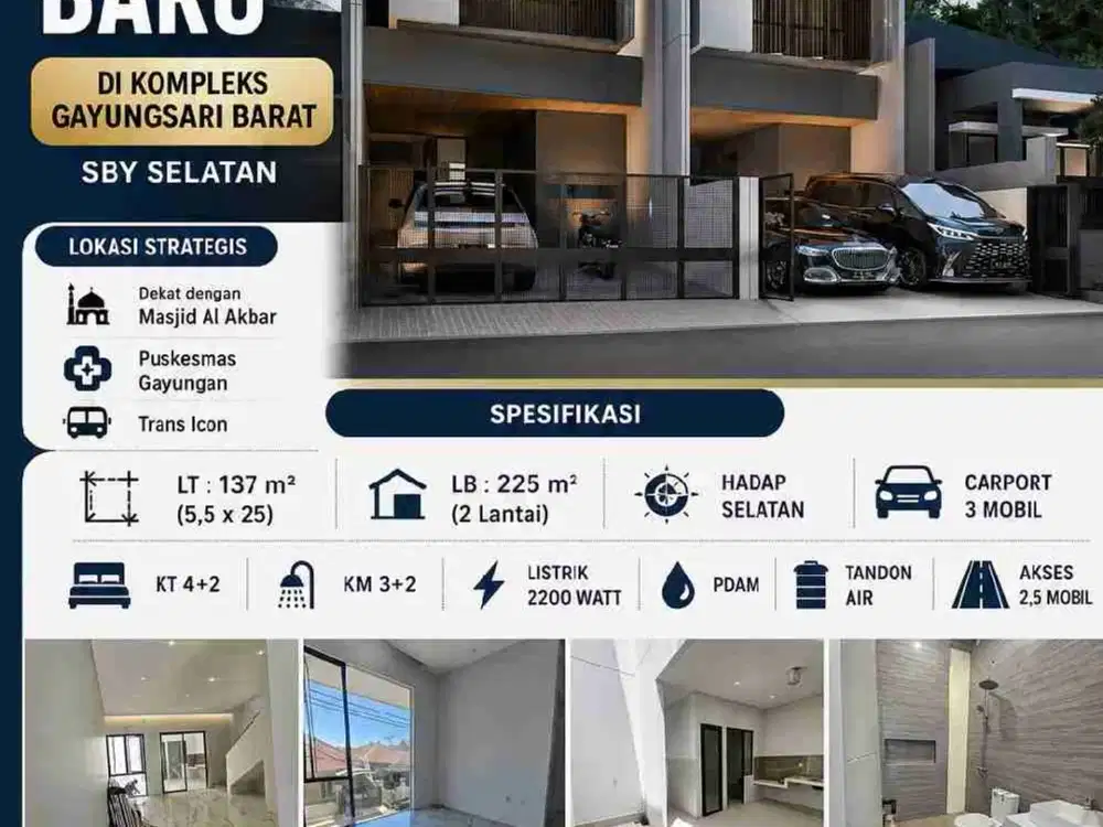 2 Unit Rumah Baru 2 Lantai di Kompleks Gayungsari Barat, Sby Selatan