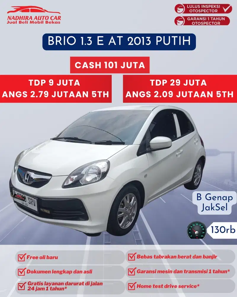 Angsuran 2 Jutaan Brio E 1.3 AT 2013 Putih