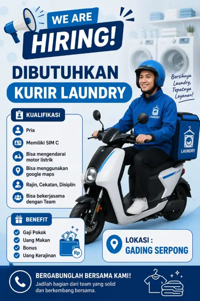 Lowongan Kerja Kurir Laundry Gading Serpong BSD
