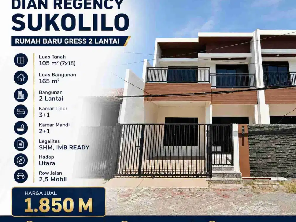 DIAN REGENCY LEBAR 7 ‼️Rumah Baru 2 Lantai One Gate System dekat ITS Sukolilo