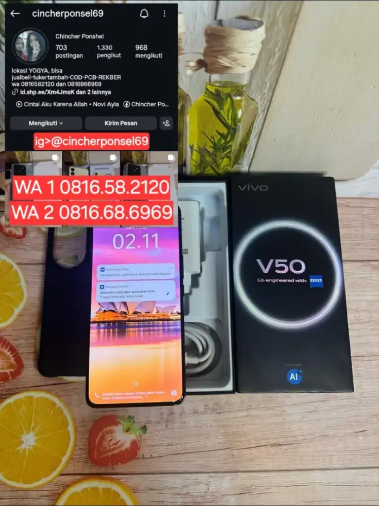 Hp likenew VIVO V50 5g ram 12gb fullset original istimewa grns on