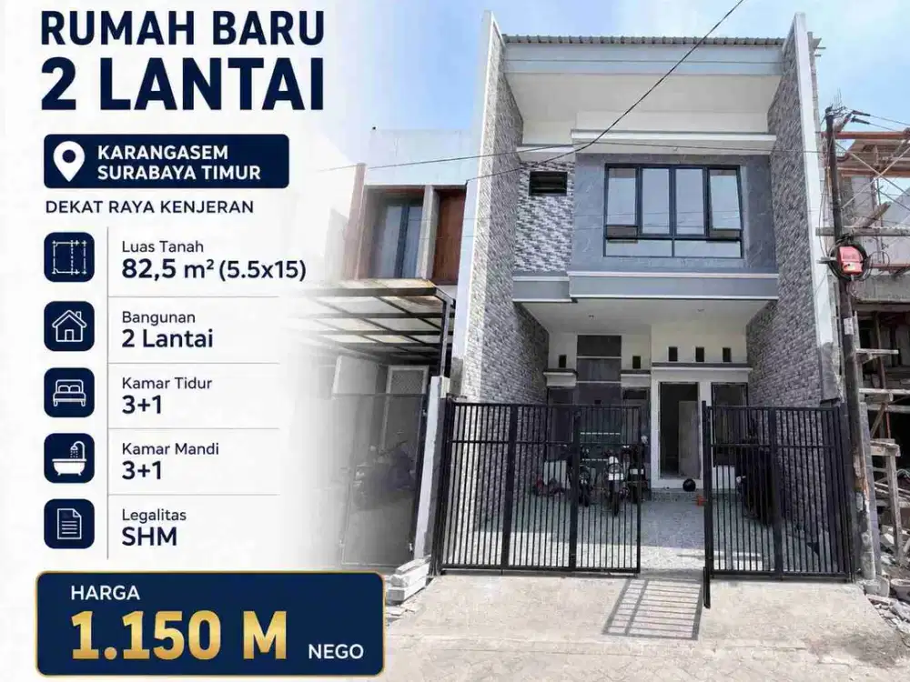 KARANGASEM BARU GRESS ‼️ Rumah 2 Lantai Surabaya Timur dekat Raya Kenjeran
