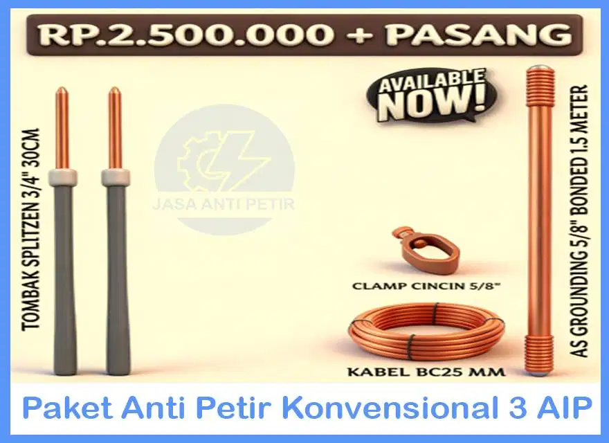 Paket Penangkal Petir 3 Tombak