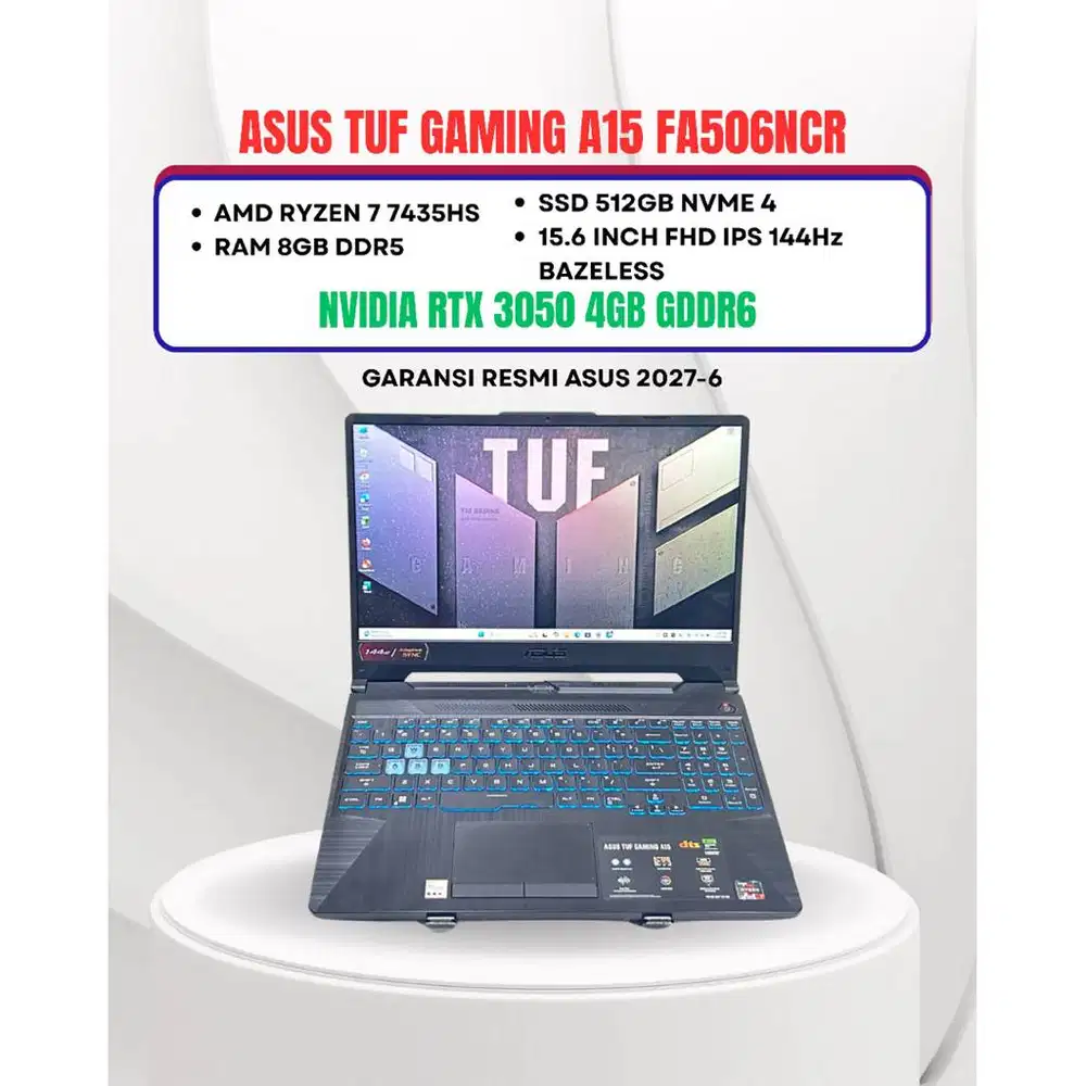 ASUS TUF GAMING A15 FA506NCR RYZEN 7 7435HS RTX 3050 RAM 16GB/512GB