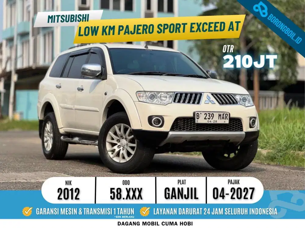 Antik low km Mitsubishi Pajero Sport Exceed AT Putih Metalik 2012