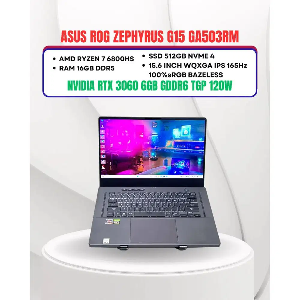 ASUS ROG ZEPHYRUS G15 GA503RM RYZEN 7 6800HS RTX 3060 RAM 16GB/512GB