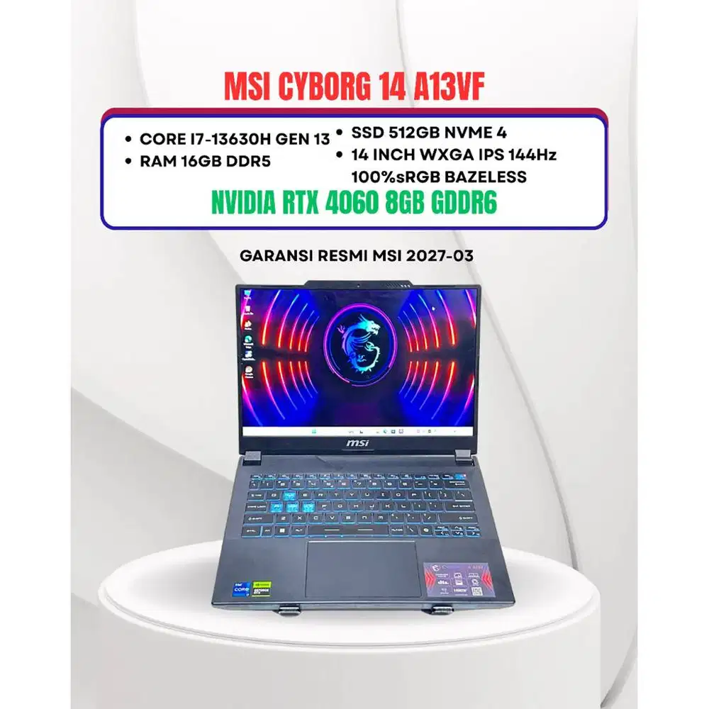 MSI CYBORG 14 a13VF CORE I7-13620h NVIDIA RTX 4060 RAM 16GB SSD 512GB