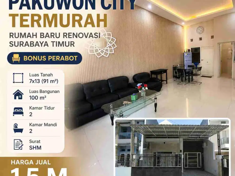 PAKUWON CITY TERMURAH ‼️ Rumah Baru Renovasi Bonus Furnish Surabaya Timur