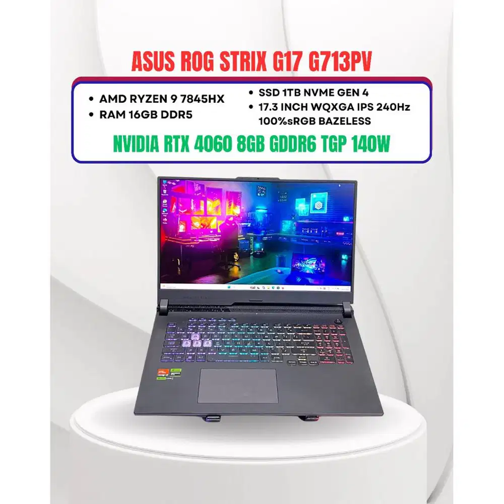 ASUS ROG STRIX G17 G713PV AMD RYZEN 9 7845HX RTX 4060 RAM 16GB SSD 1TB