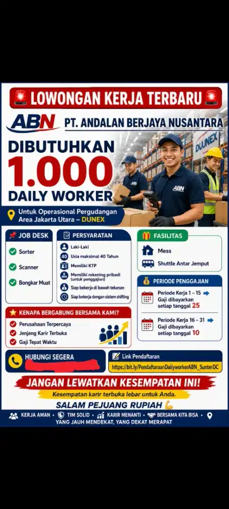 LOWONGAN HARIAN LEPAS GAJIAN 2 MINGGU SEKALI